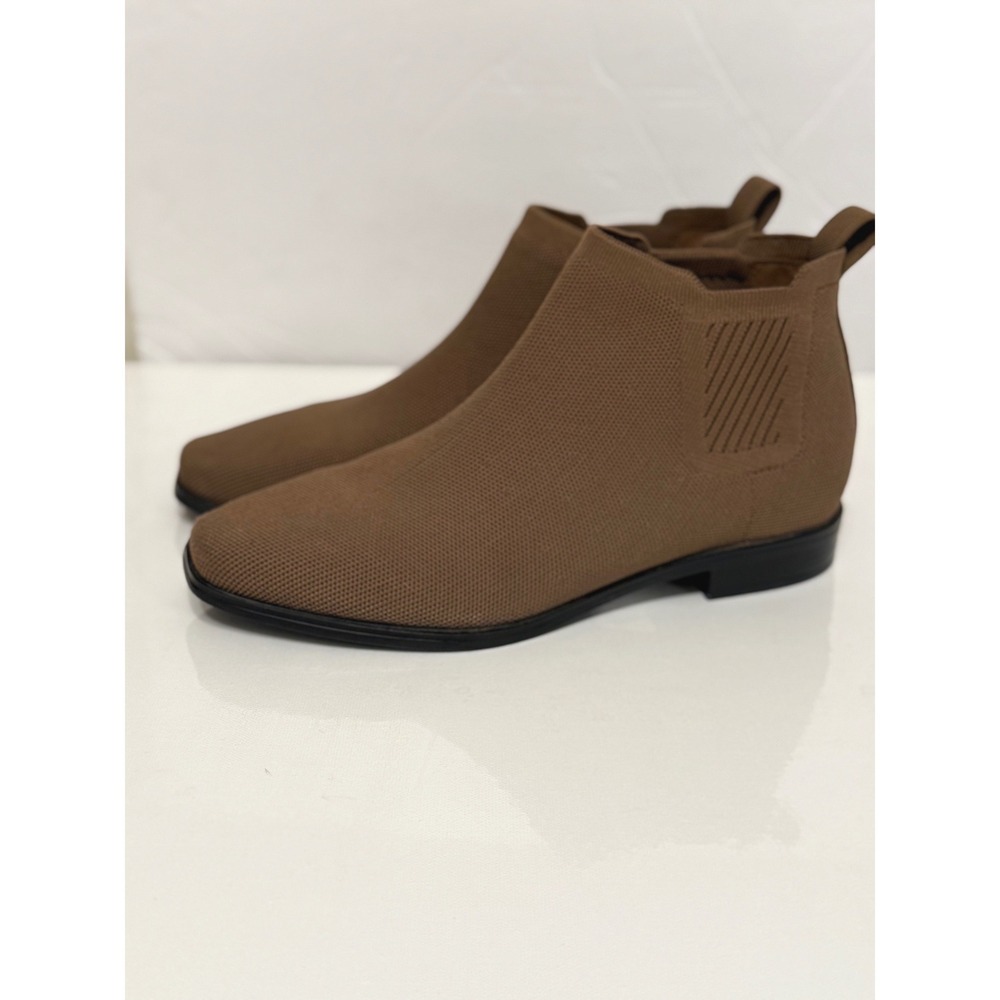 Vivaia Margot 2.0 Brown Knit Square Toe Chelsea Ankle Boots Women 39.5